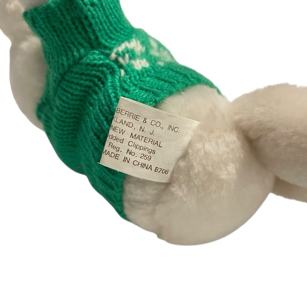 Vintage Russ Berrie Teddy Bear Plush with Green Sweater – Item #1390 - Picture 5 of 9